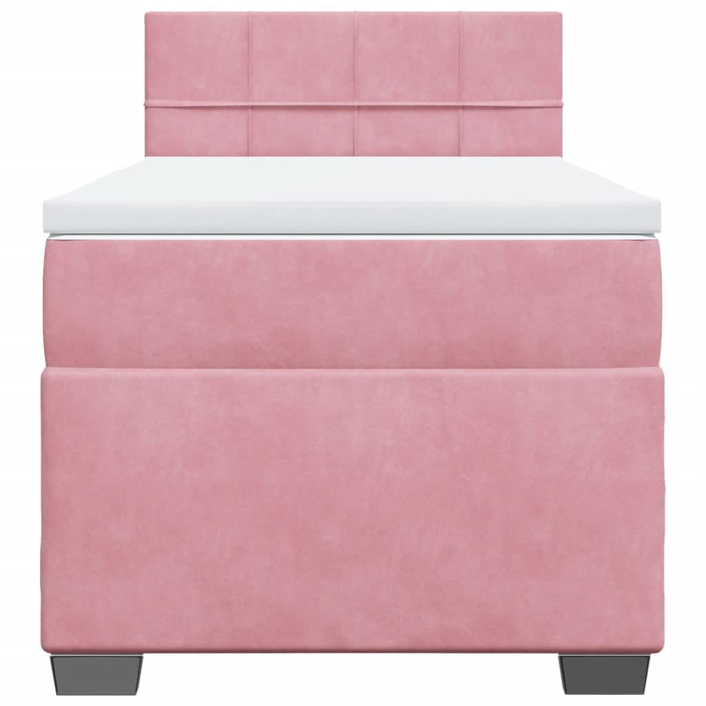 Box Spring Bed with Mattress Pink 100 x 200 cm Velvet