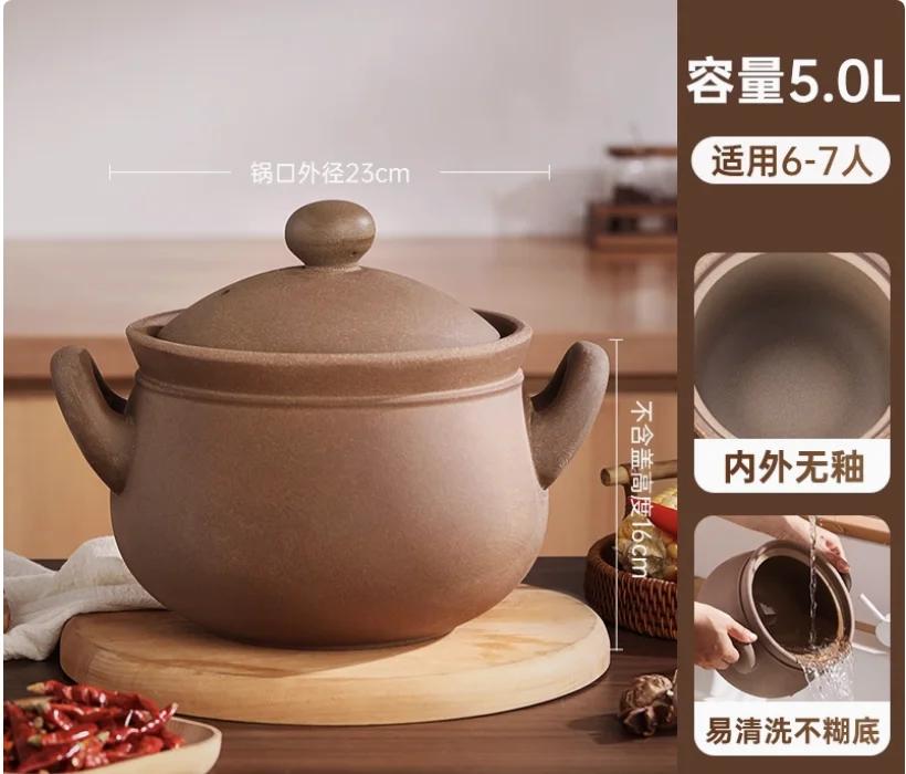 Thicken 5L Clay pots for cooking High temperature Casserole soup cooking pot Porridge cooker Stew pot Ceramic cookware Crock pot