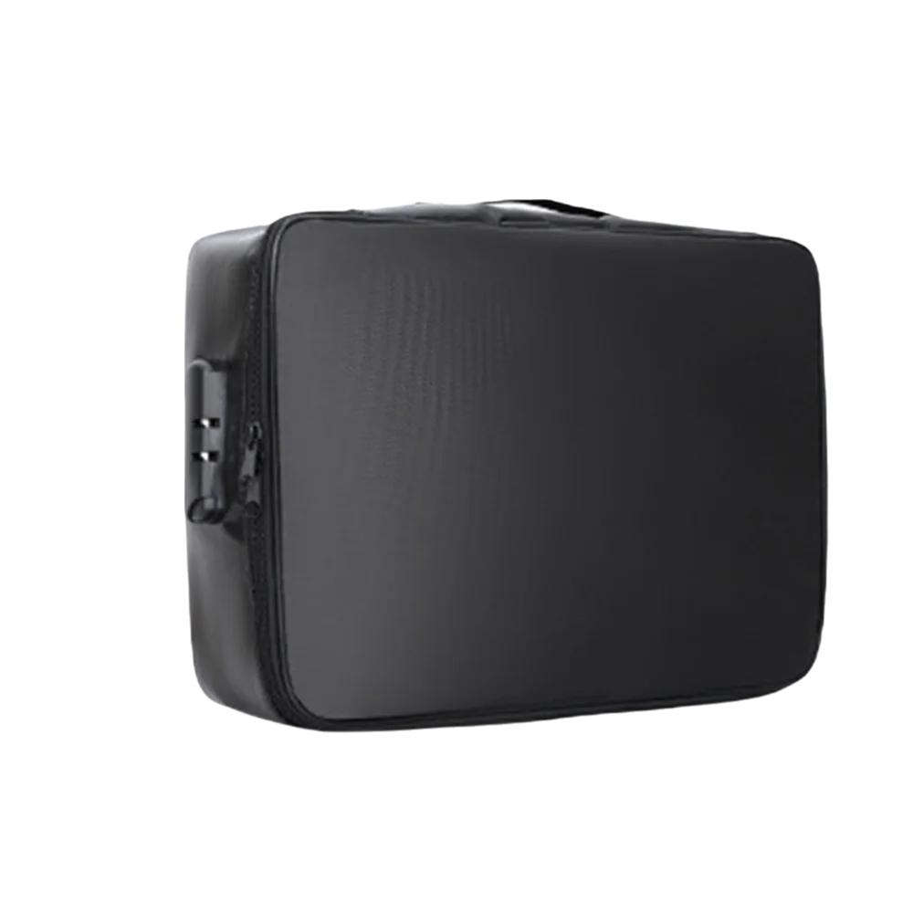 Waterproof Fireproof Document Bag Multi-Layer with Lock Portable Passport Case Space Saving Comfortable Handle Files Briefcase