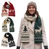 Thick Polyester Scarf for Autumn Winter Knitted Women, Reversible Fair Isle Snowflake Reindeer Outdoor Neck Wrap Scarf, Soft Warm Long Christmas