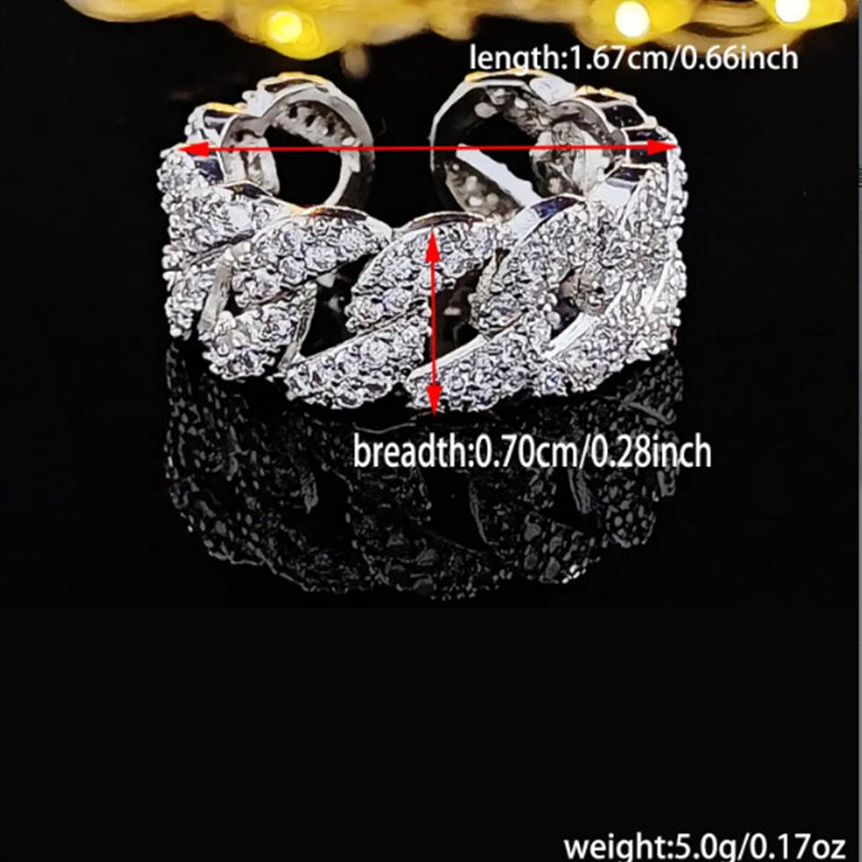 ZAKOL New Trendy copper Color Chain Open Ring For Women Micro-Intact Zircon Wedding Anniversary Gift Zircon