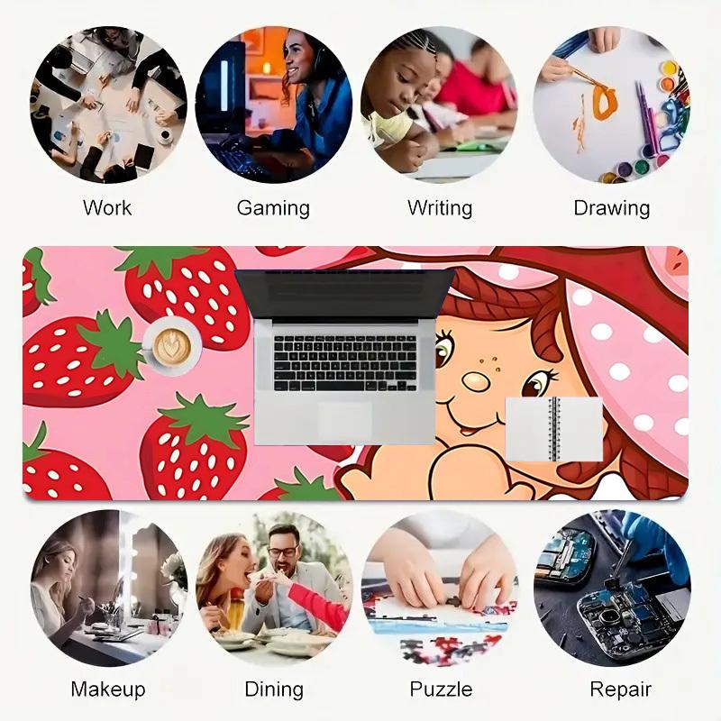 1PC strawberry girl Large Durable Mouse Pad Suitable for Office Desks, Gaming Desktops.Non-Slip Back P72