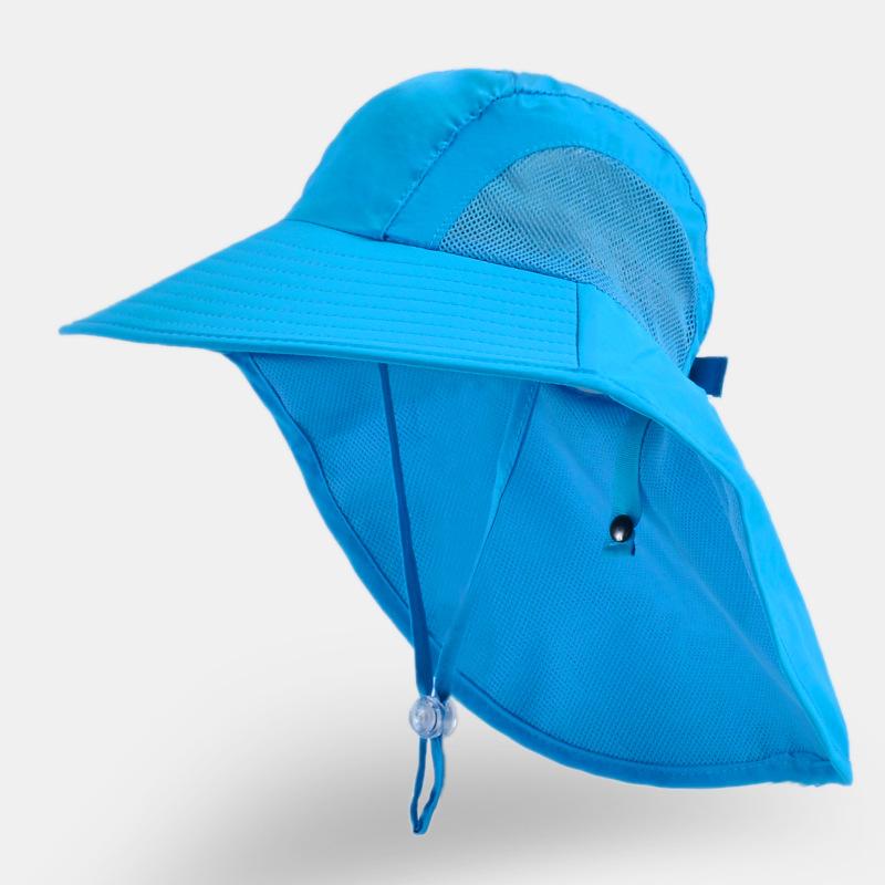 

Kids Sun Hat with Neck Flap UV Protection Summer Toddler Beach Hat Unisex Ponytail Hat Wide Brim Fishing Hat One Size