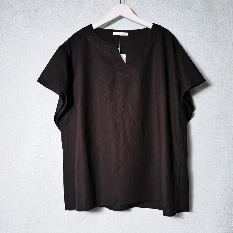 Export Daily Order Export Tail Goods Silk Linen Stand-up Collar 3/4 Sleeve Happy Shirt Female Pure Color Casual Outwear Lazy Spring