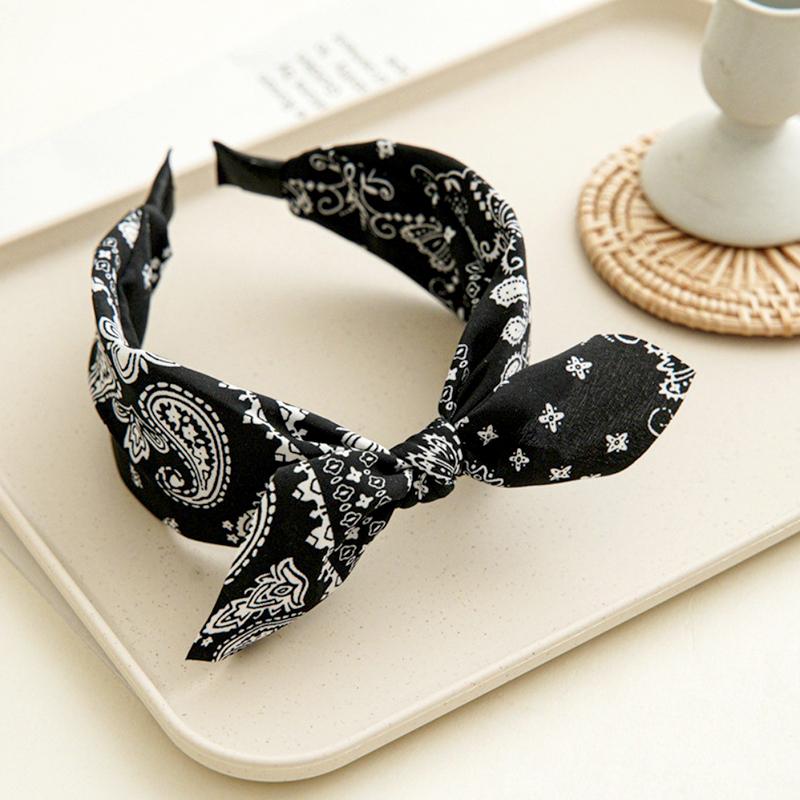 1Pc Hair Hoop Fashion Bow Headband for Women Girls Floral Headband Retro Bow Headband Wide Edge Headdress чёрный