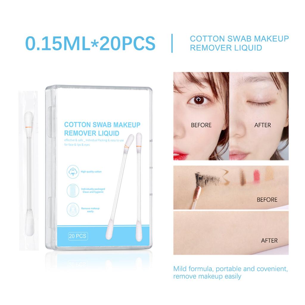 Boxed Cotton Swab Makeup Remover Water For Eyes, Lips, Face, Eyebrows, Gentle And Portable Cleaning Cotton Swabs For Wiping Makeup Remover Oil 3ml