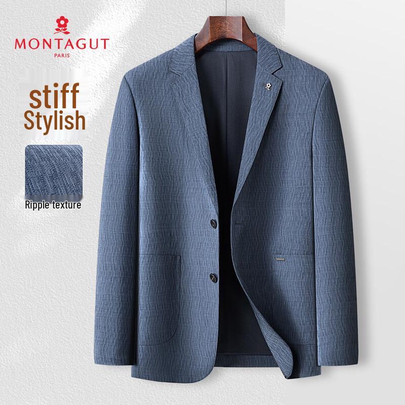 

MONTAGUT Men s Ripple Texture Business Casual Suit Jacket 52