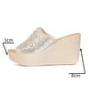 Qiannml Quality Women's Slippers Platform Shoes Summer 2025 Rhinestone Slippers Ladies Wedge Heels Slides Women Silver 32 33 43