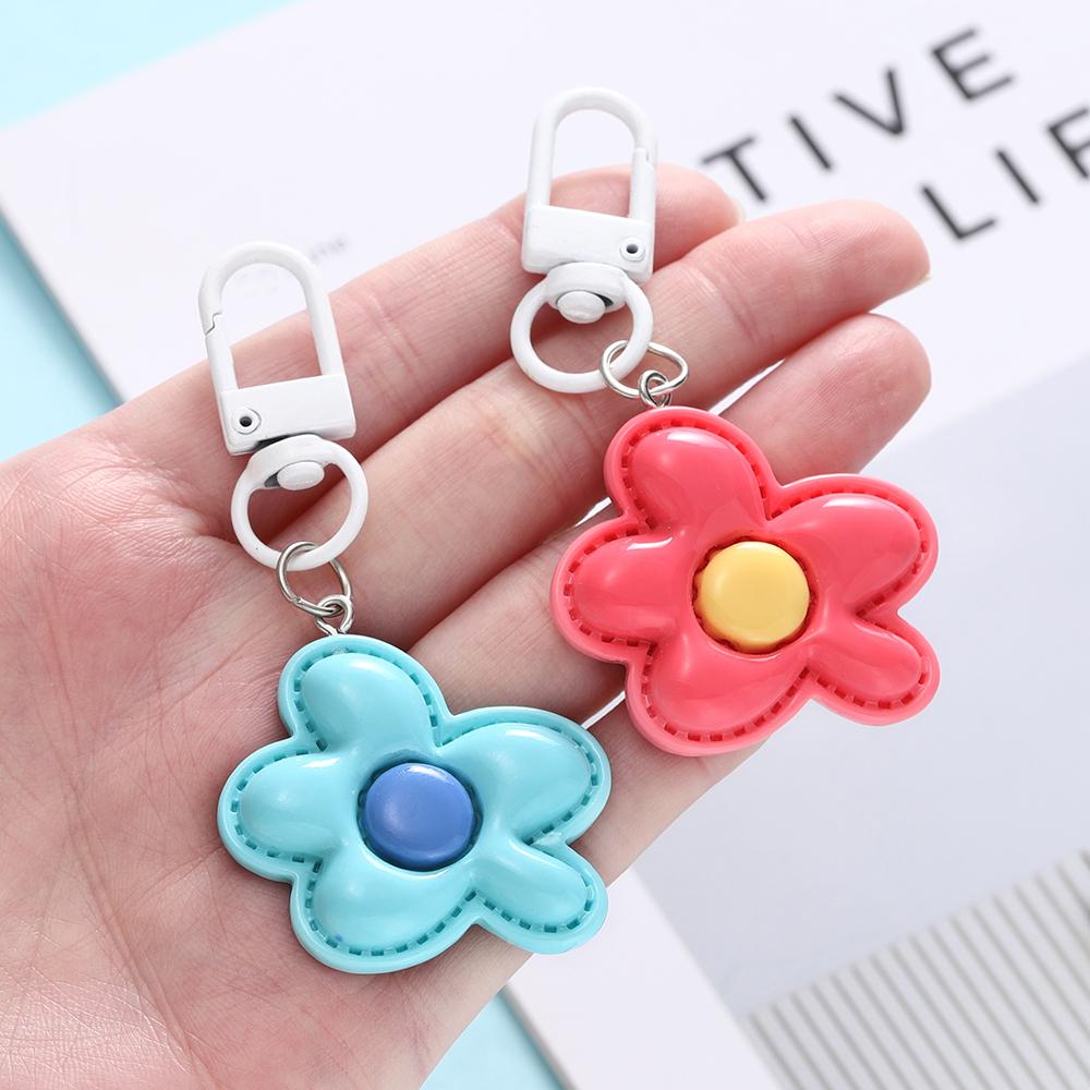1pc Flower Keychain Cute Mini Resin Floral Keyring Colorful Pendant for Keychain Bag Decoration Accessories