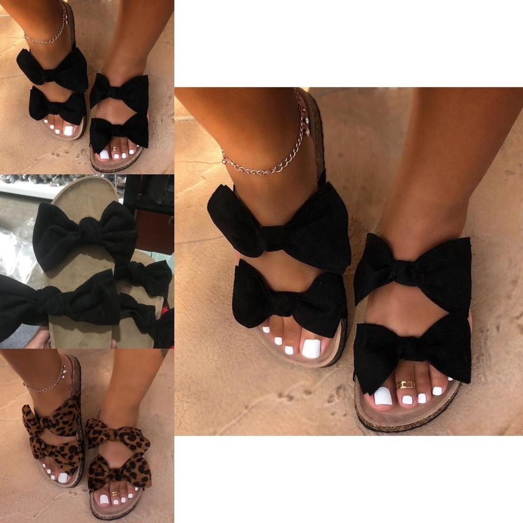 Stylish Women Ladies Slip On Peep Toe Bow Sliders Flatform Platform Sandals Shoes
