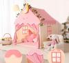 Children's Tent House Castle Palace For Room Garden House + Pink LED Lights