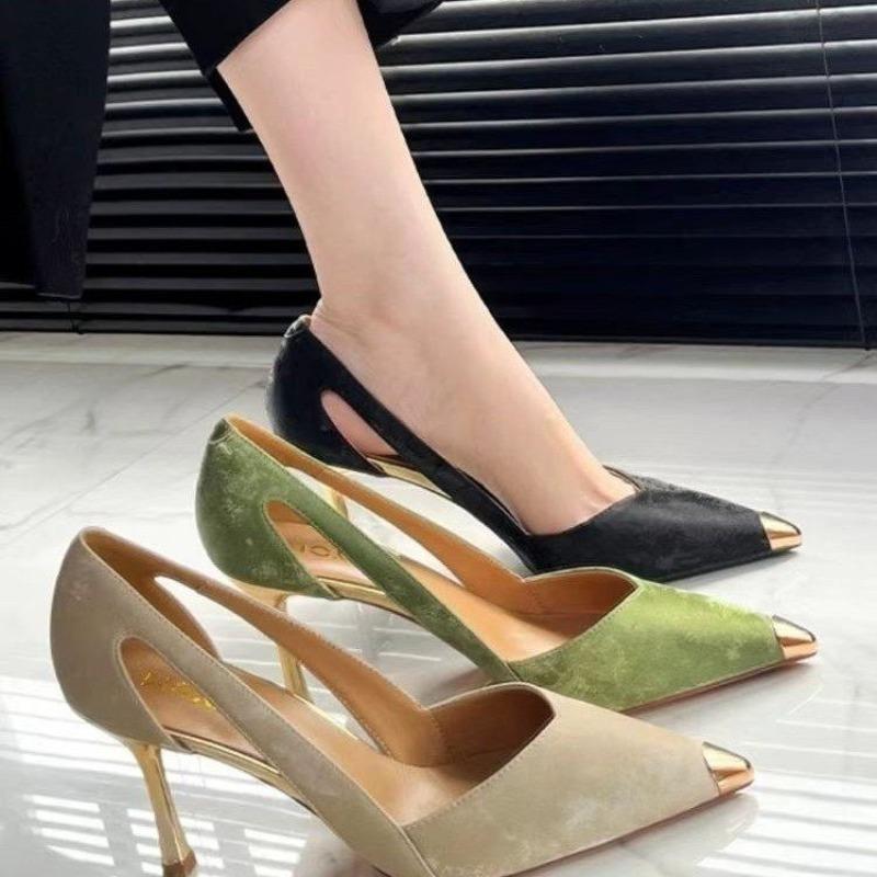 Women's Sandals Summe New High Heels Pointed Head Embroidered Thin Belt Bag Head Sandals Casual Fashion Temperament Heel Sandals