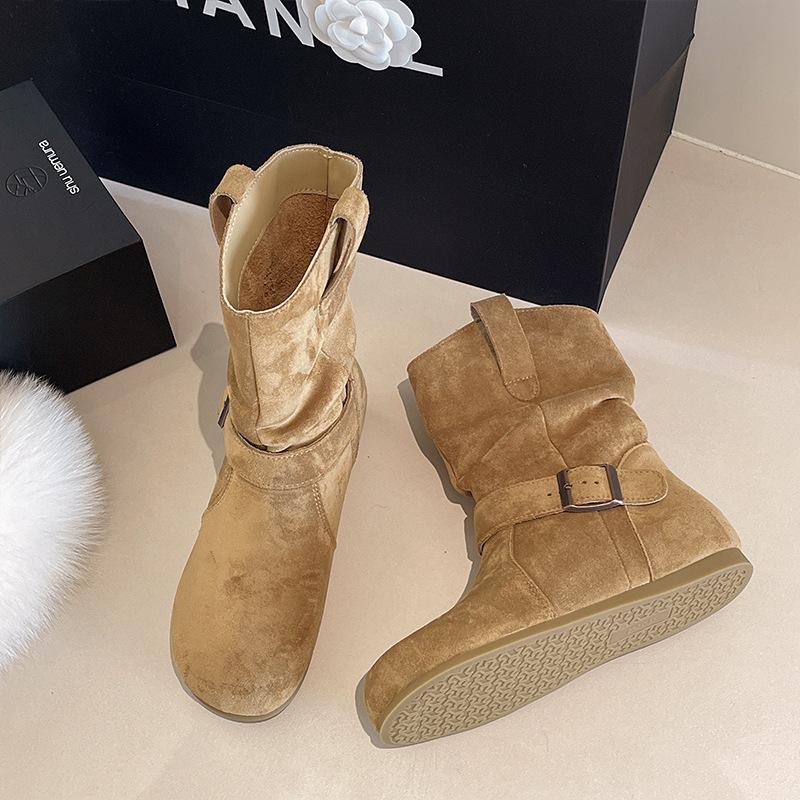 

2025 new autumn retro fashion versatile round head small temperament simple Korean style short boots women comfortable 35