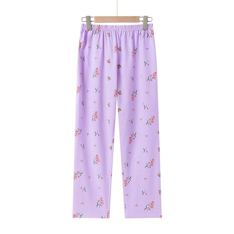 

Хлопковые спальные штаны с высокой талией для среднего и пожилого возраста, штаны для кондиционированного воздуха, летние вязаные эластичные домашние штаны 4XL светло-фиолетовый
