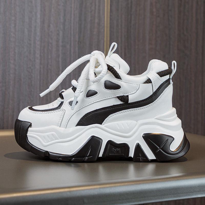 

Женские кроссовки на платформе петит - Увеличение роста, Белый клиновидный каблук на толстой подошве для весны и осени 34