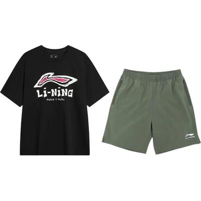 Round Neck Pullover Letter Logo Print Quick-Dry Cool Comfortable Casual Sports Suit Unisex Suit AHSU711-1+YKSV147-1