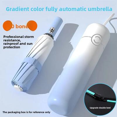 Paraguas Automático de 40 Varillas con Gradiente Grande para Hombre Doble Uso Sol Lluvia Protección UV