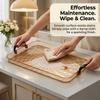 PET Plastic Serving Tray with Handles Clear Food Trays for Eating Diamond Texture Nesting Tea Serving Dishes Platter Tableware