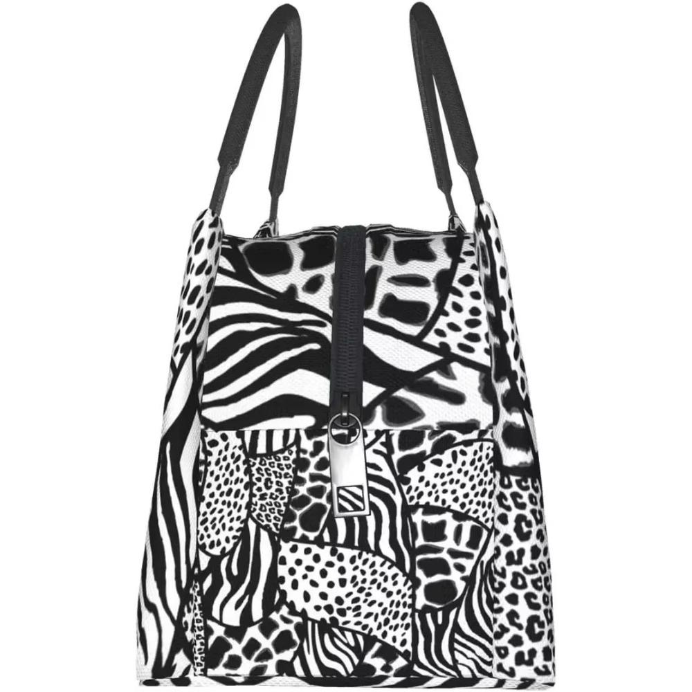 Zebra Pattern Lunch Bag Thermal Tote Bag for Men Women Lunch Box Reusable Insulated Lunch Container for Work Pinic Travel