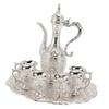 Alloy Wine Glass Pot Set Rustproof Exquisite Decorative Vintage Coffee Pot Set for Tea Home Party Wedding Silver White