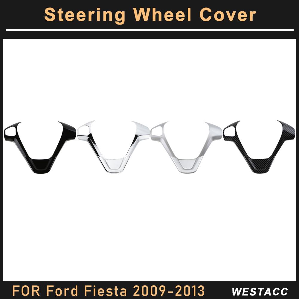 ABS Chrome Car Steering Wheel Cover Decoration Sticker Trim for Ford Fiesta MK7 2009 2010 2011 2012 2013 2014