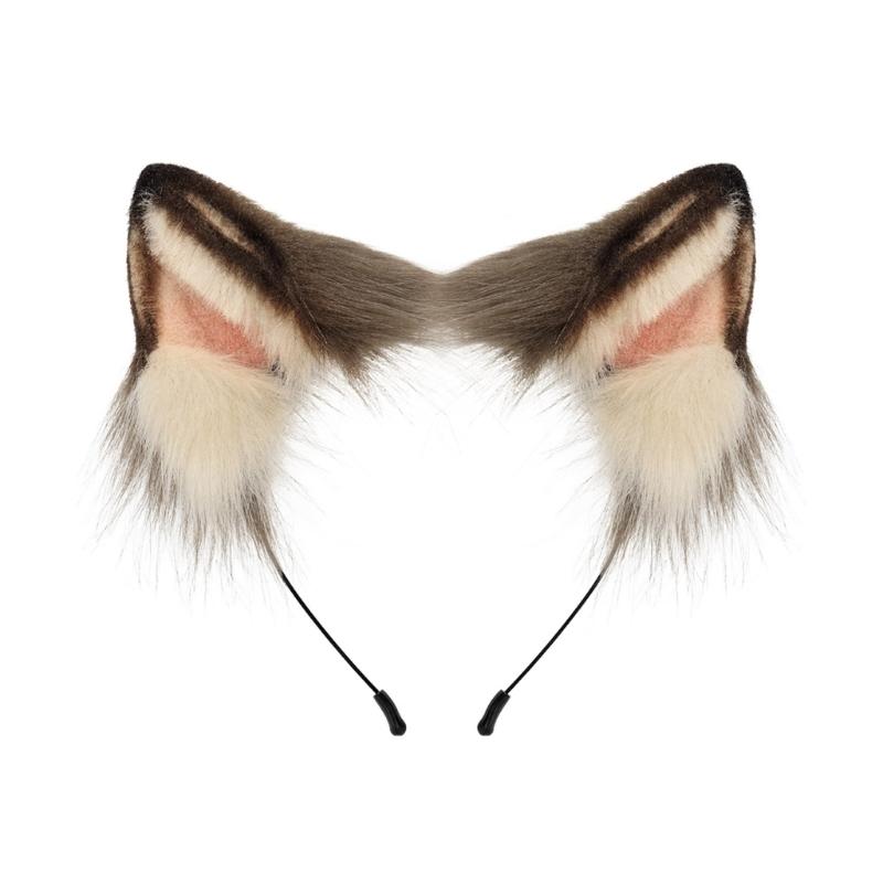 Animal Cosplay Costume Faux Furs Wolf Cats Foxes Fuzzy Tail Cats Ears Headbands Halloween Party Costume Accessories