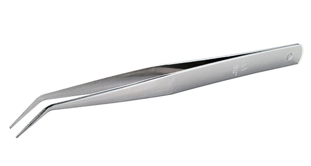 Mineshima AA bent tip tweezers 150mm hobby tool F-8