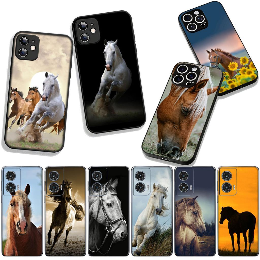 Hülle Wildes Pferd Schwarz Cool für Samsung Galaxy A25 A37 A57 A12 A14 A31 A41 A50 A51 A70 A71 A72 A21S A04 M15 Note 20 9 8 10 Hülle