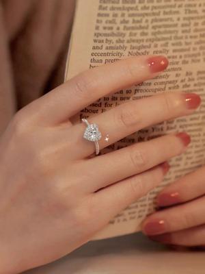 Classic Pink Heart Morganite 925 Sterling Silver Ring Women Finger Promise Valentine Moissanite Rings
