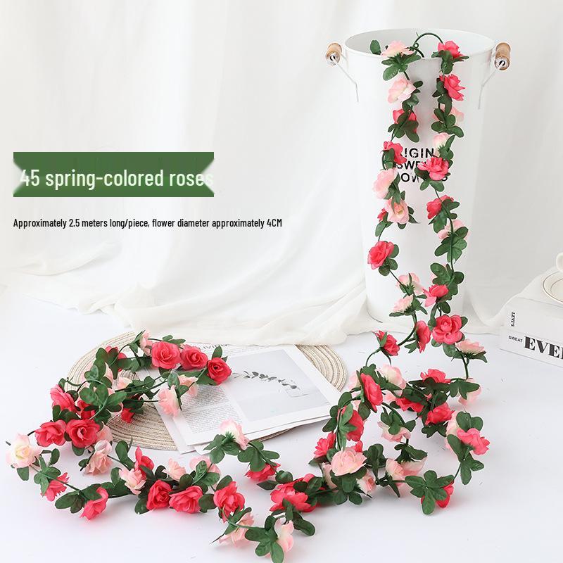 Künstliche Kirschblütenranke - Seidenblume mit 45 Rosenknospen zur Decken- oder Wandhängedekoration