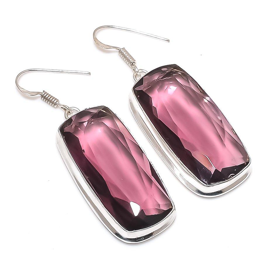 

Natural Amethyst Gemstone 925 Sterling Silver Jewelry Earring 2.17 I4o69