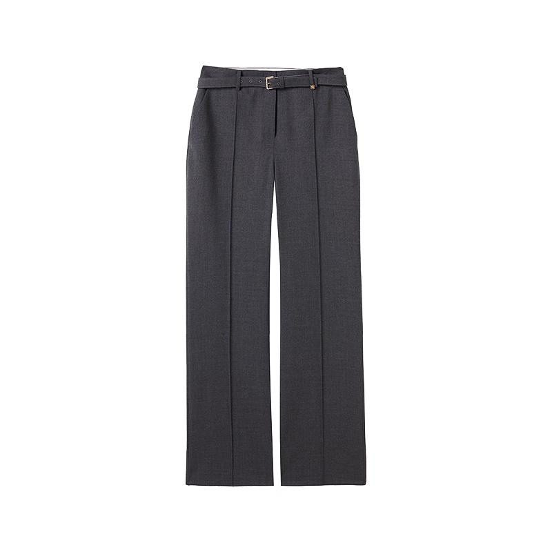LANGZI Women's 100% Wool Straight Leg Suit Trousers
