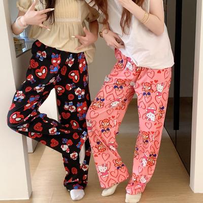 Pantaloni da Pigiama Lunghi Estivi Sottili da Donna, Cartoni Animati, Larghi, Casual, da Relax, Traspiranti, Morbidi