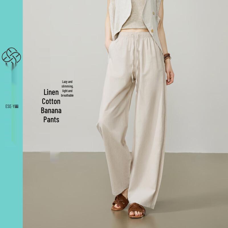 Women s High-Waist Cotton Linen Wide-Leg Pants 25