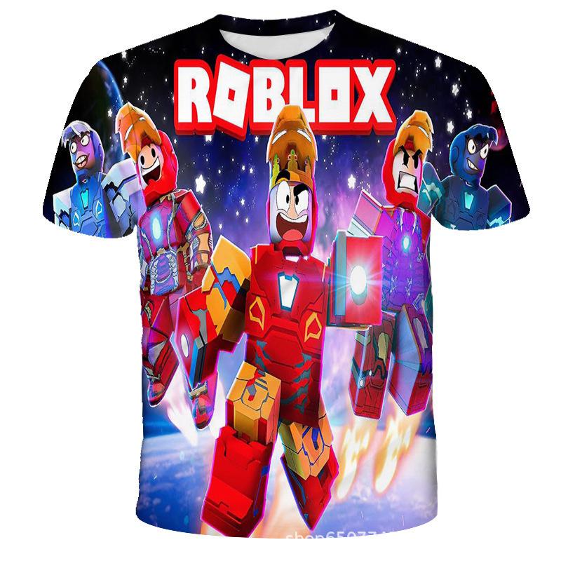 T-shirt Roblox pour enfant Garçons T-shirt Sportif de Jeu Enfant Dessin Animé Manches Courtes Haut Impression 3D Décontracté Rue Harajuku Vêtements