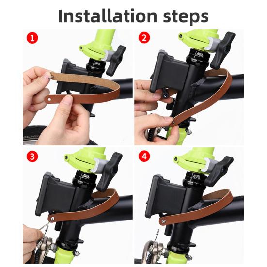 Faux Cowhide Pull Strap for Brompton Folding Bike Carrier Block Fake Leather Quick Release Bicycle Carrier Block Pull Belt Handle Wrench