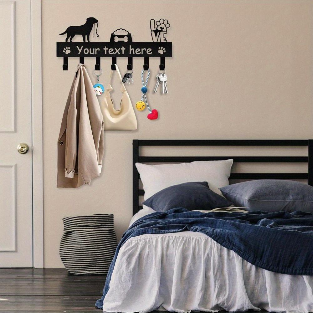 Metal Dog Leash Holder Wall Mount Key Rack Personalized Pet Organizer Rustic Iron Decorative Entryway Gift