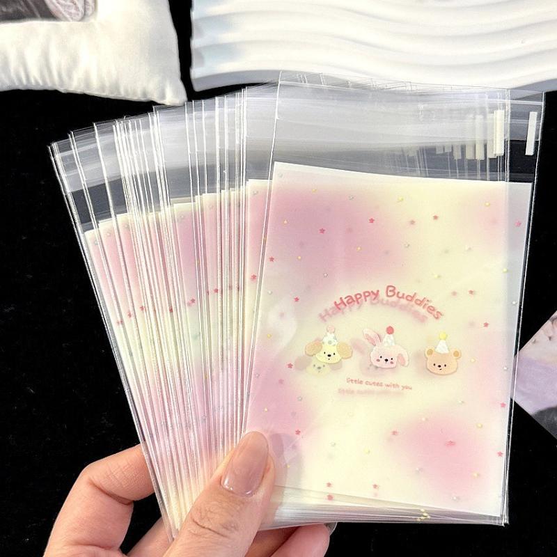 50Pcs Opp Plastic Bag Self Adhesive Transparent Plastic Bags Beads Jewelry Storage Packaging Gift Bag Small Card Holder
