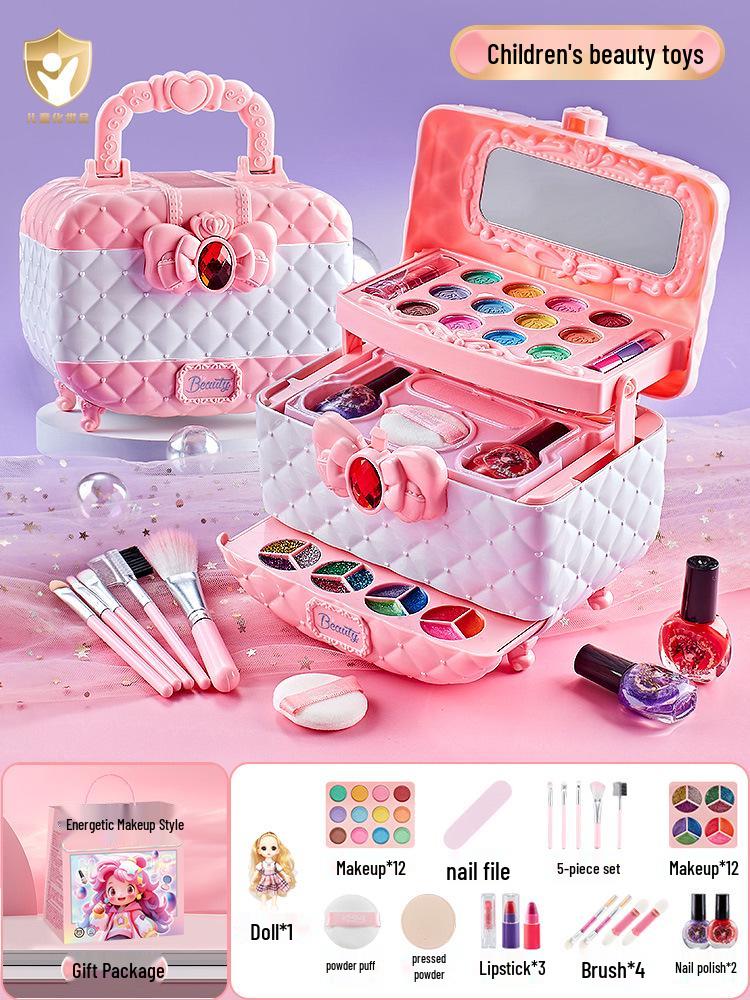 

Детский набор для макияжа с куклой: Коробка с косметикой принцессы с лаком для ногтей