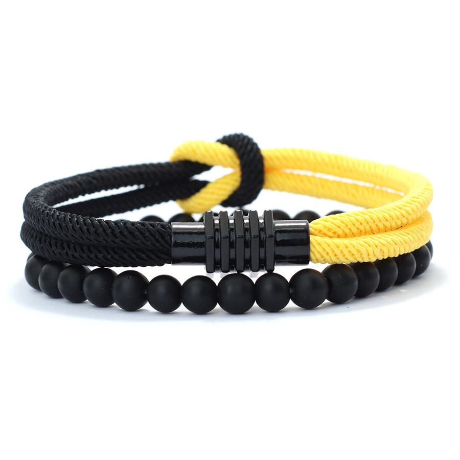 Stylish 2Pcs/Set Men Bracelet Stylish Knot Rope Braslet Distance Magent Buckle Yellow Blue Ukraine Braclet Pulsera Hombre Joias