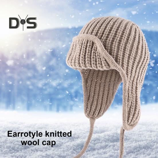 Унисекс зимняя шапка вязаная толстая теплая ветрозащитная однотонная защитная шапочка — фото 8