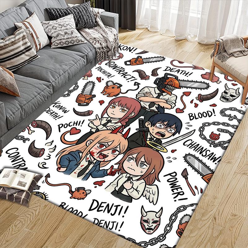 

Chainsaw Man elements Pattern Square Carpet,Area Rug,Carpet Rug for Living Room Bedroom Sofa Playroom Decor,Non-slip Floor Mat 40x60cm( 15x23in )