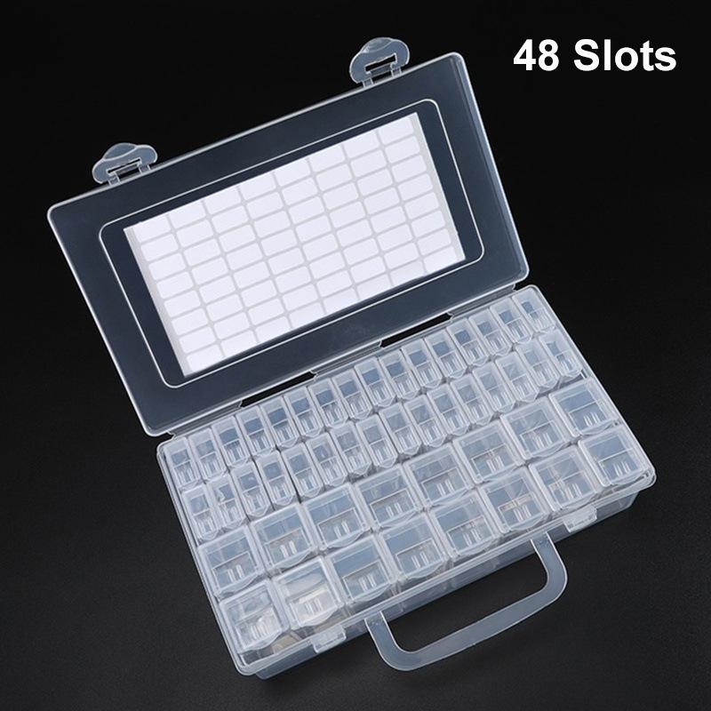 Rhinestone and Nail Art Grid Storage Box - 48/56/40/32/64 Slot Organizer for Diamond and Rhinestone Painting Accessories