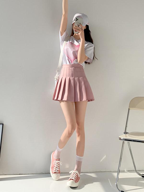 Women's High Waist Solid Color Pleated A-Line Short Skirt for Spring and Autumn 2025