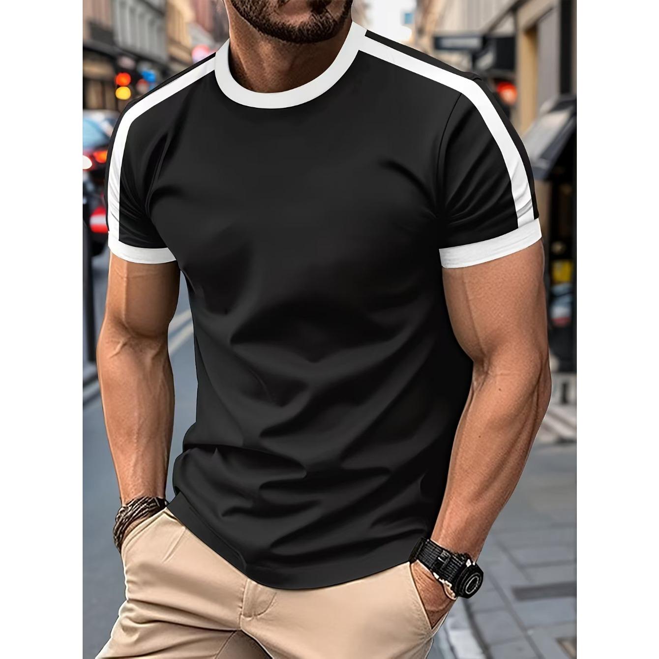 

Summer Color Blocking Short Sleeved T-shirts for Sports and Fitness Men s T-shirts XXL