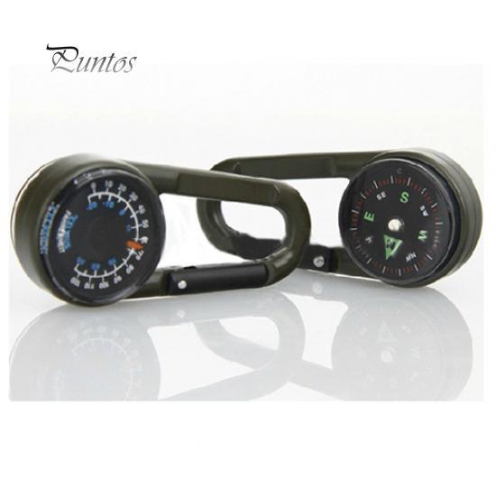 Multifunctional Carabiner Mini Compass + Thermometer + Keychain In 1