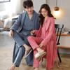 Paar Nachthemd Damen Frühling und Herbst Baumwolle Langärmeliger Bademantel Pyjama Herren Herbst Lang Yukata Loungewear Dreiteiliges Set