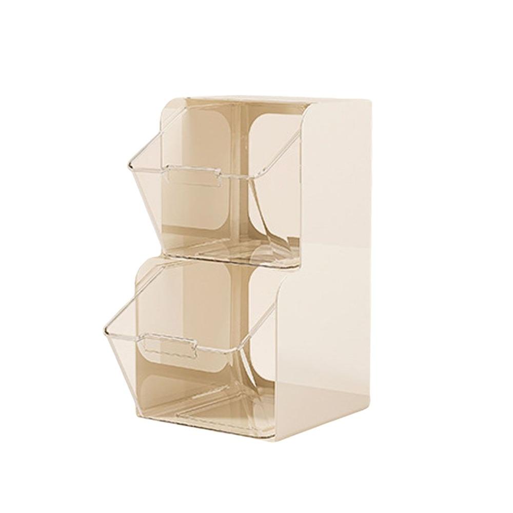 

2 Layer Teas Bag Storage Box Transparent Stationery Storage Box Desktop Organizer Kitchen Style A