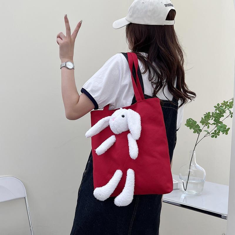 Canvas bag new women's bag fashionable sweet cartoon shoulder bag handbag