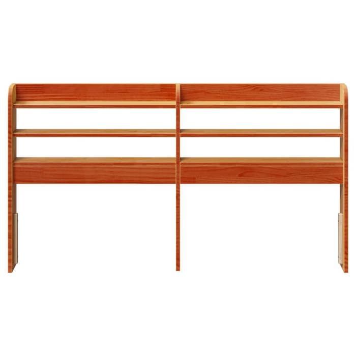 VidaXL Tête de lit avec étagères marron cire 150 cm bois massif de pin, tête de lit en bois, tête de lit avec rangement, 850949